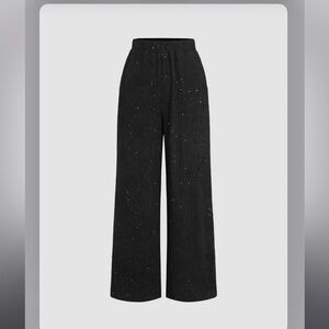 Cider Black Wide-Leg Pants with Subtle Sparkle